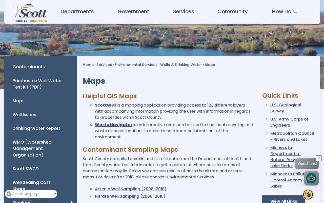 Savage street directory access through the Scott County maps hub