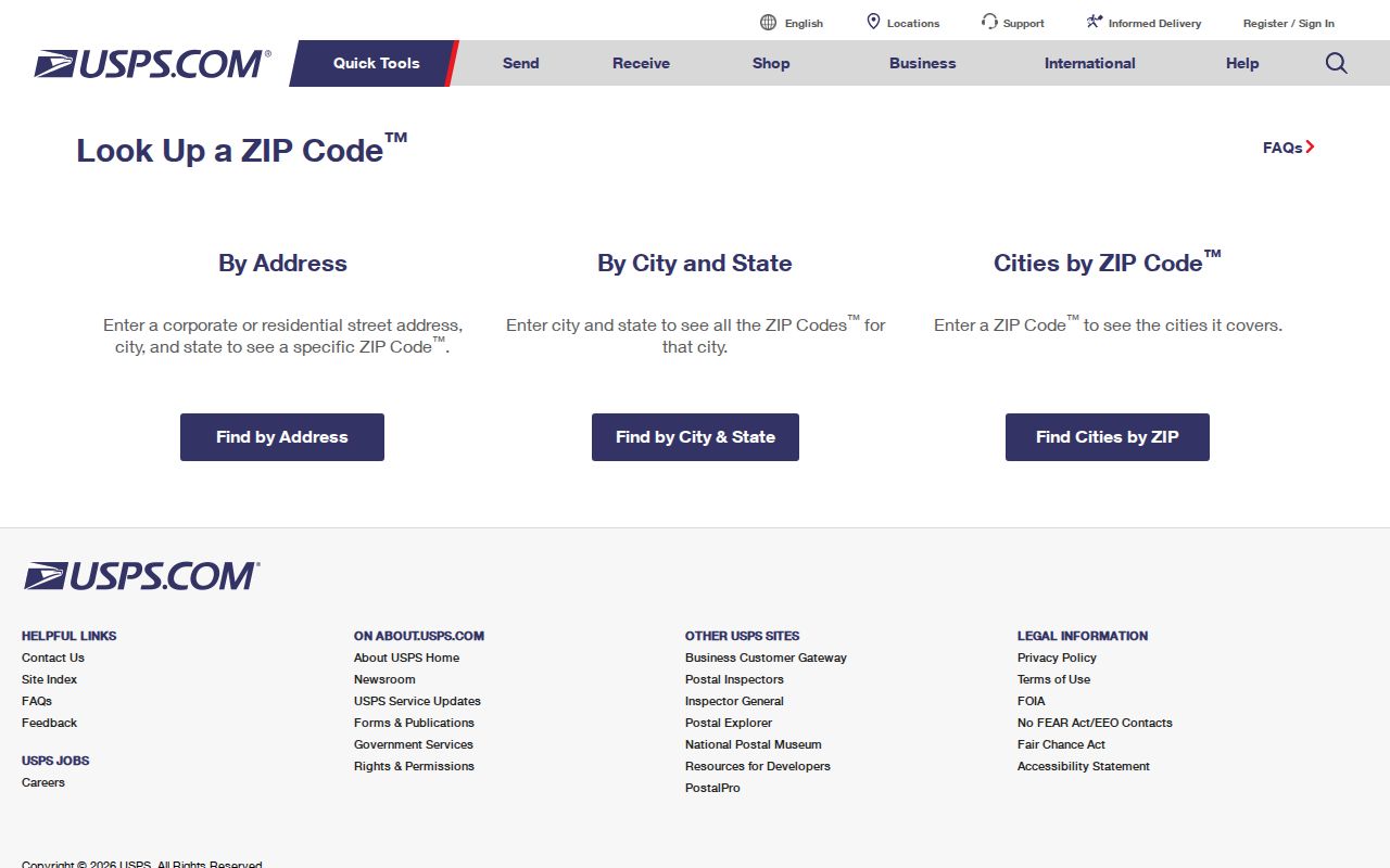 Savage ZIP code reference to USPS delivery lookup